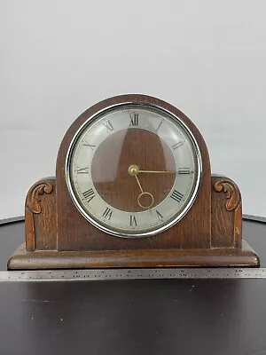 Vintage Wind Up Wooden 10  X 7  Wooden Mantle Clock Made In Great Britain Works • $38.50