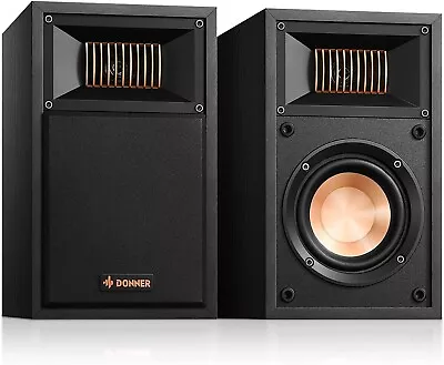 Donner 2Pcs 4  Wooden Passive Bookshelf Speakers 2-Way Home Theater Studio HiFi • £60