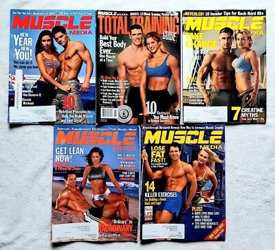 VTG Set Of 5 Muscle Media/Total Fitness Magazine Lot 2000/2001 Bodybuilding EUC • $17.95