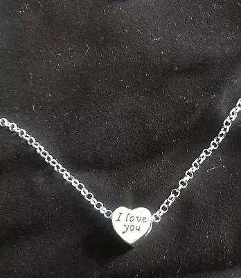  I Love You  Heart Sterling Silver Pendant On A Chain Necklace • $7