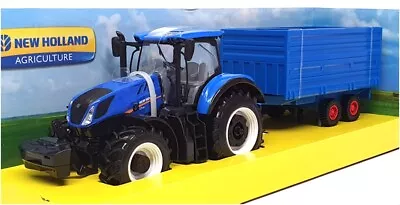 Burago 1/32 Scale 18-44067 - New Holland Tractor & Hay Trailer - Blue • $35.75