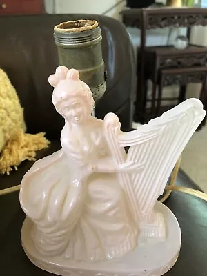 Vintage  Harp Lady  Table Lamp; Beautiful Pink Depression Glass • $99.99