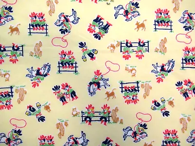 1YD Vintage Childrens Cowboy Fabric Rodeo Kids Retro Cowboys Cowgirls Western • £46.28