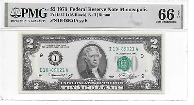 1976 Minneapolis $2 FRN (IA Block) PMG 66 EPQ Gem Uncirculated • $29