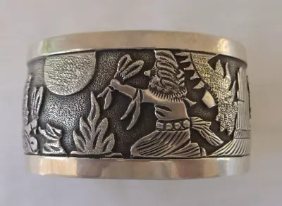 Navajo Story Teller CUFF BRACELET Sterling Silver Kachina Signed BCT • $348