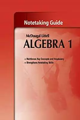 McDougal Littell High School Math Algebra 1: Notetaking Guide - Paperback - GOOD • $5.17