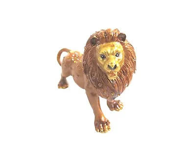 $22.50 • Buy Bejeweled GoldenBrown Lion Hinged Metal Enameled Crystal Trinket Box
