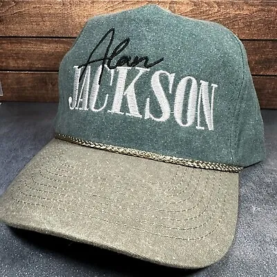 Vintage Style Alan Jackson Stitched Green Snapback Trucker Hat Free Shipping • $29.74