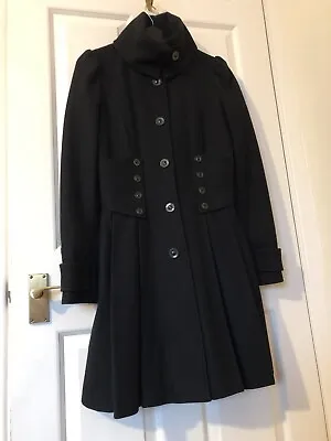 £85 • Buy TOPSHOP Ladies Size 10 Black Victorian/riding/ Corset Fit & Flare Winter Coat