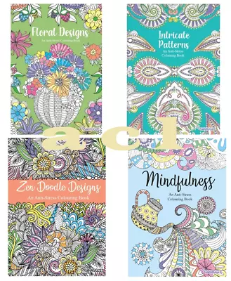 Anti Stress Colouring Books For Adults Teens - Zen Floral Mindfullness -All Ages • £2.99