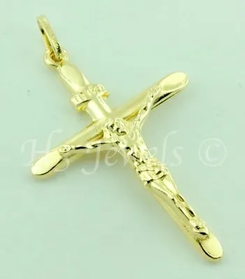 $159 • Buy 14k Yellow Gold JESUS CHRIST INRI Cross Pendant  #5465 Crucifix 2.20 Grams Real 