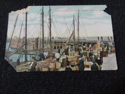 £1.40 • Buy Unloading Herring Luggers Grimsby Dock Postcard - 64211