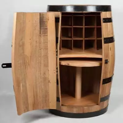 Whiskey Barrel Mini Bar Antique Furniture Wine Rack And Lazy Susan (bottom) • $449