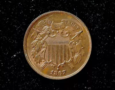 Very Nice U.S.. 1867 Uncirculated Copper Two Cents Coin Uncertified • $1