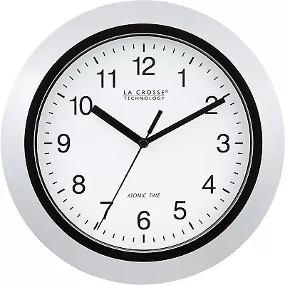 Atomic Analog Wall Clock 10  Silver 10 X 1.5 X 10 Inches • $32.89