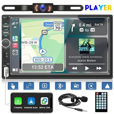 Double Din 7  Car Stereo Android/Apple Carplay Radio Touch Screen Player+ Camera • $49.99