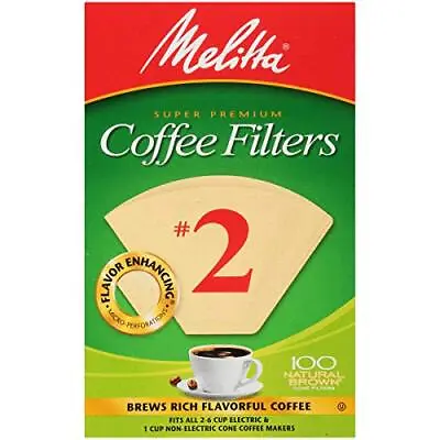 Melitta #2 Cone Coffee Filters Natural Brown 100  Assorted Colors  Sizes  • $11.51