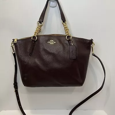 Coach Ava Chain Tote Pebble Leather Gold Chain Purple Handbag • $80