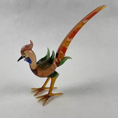 Art Glass Rooster Figurine With Flair Feathers Murano Style Glasswork 6”H X 7”L • $24.95