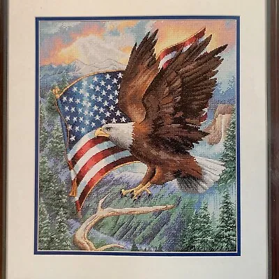 Dimensions Gold Cross Stitch Kit Flight Of Freedom Eagle Flag 35077 USA 12” X14” • $60