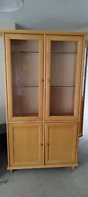 Oak Display Cabinet With Glass/plain Doors • £50