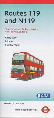 Route 119 London Transport Bus Timetable Lft Aug 2003 • £3