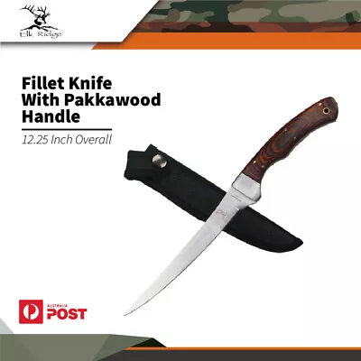 Elk Ridge 12.25  Overall Fishing Fillet Blade Knife W/ Pakkawood Handle Er-028 • $43