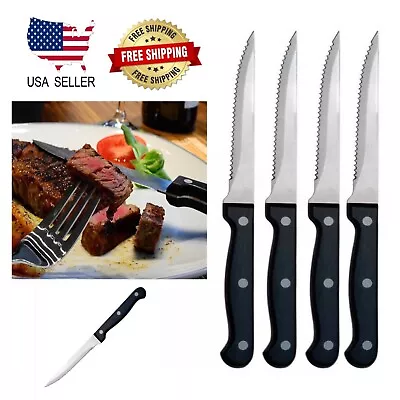 4 Steak Knife Set Serrated Edge 7.5  Stainless Steel Knives Cutlery Utensil • $7.50