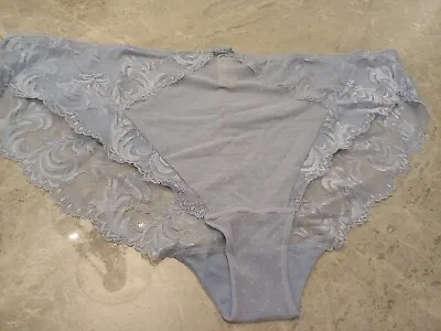 M&S COLLECTION Sophia Lace High Leg Knickers Size 28 Ligh Blue  • £4.99