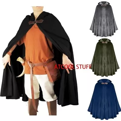 Short Renaissance Hooded Cape Velvet Archer Hunter Cloak Capelet Medieval Hobbit • $50.60