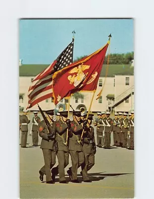 Postcard US Marine Corps & USA Flag Parris Island South Carolina USA • $6.97