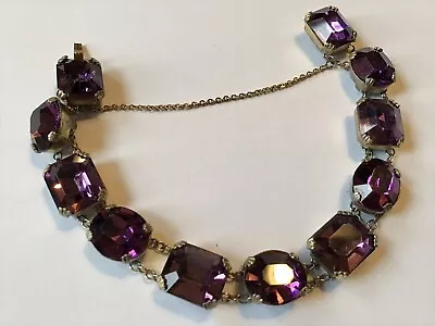 Vintage Art Deco Purple Rhinestone Bracelet • $65