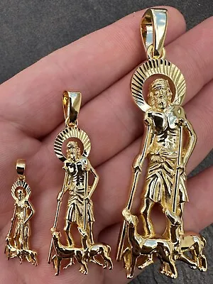 14k Gold Plated 925 Silver Saint St Lazarus Necklace Pendant 1 -2.75  San Lazaro • $27.41