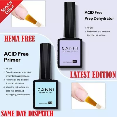 9ml CANNI Nail Prep Dehydrator Acid-Free Primer For Acrylic And Gel Nail Polish • £4.69