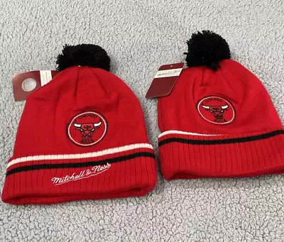 Chicago Bulls Red Beanie Hat Mitchell Ness Logo New Jordan Adult Winter Cap NEW • $18.39