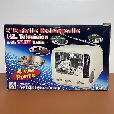 Black & White  Alaron 5  Portable Mini TV TV-630 RWA Rechargeable Am/FM RADIO • $24