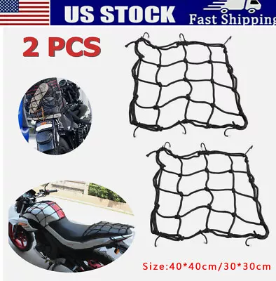 2Pcs 40*40cm Motorcycle Bicycle Mesh Cargo Net Helmet Rope Luggage Storage Bag • $7.98