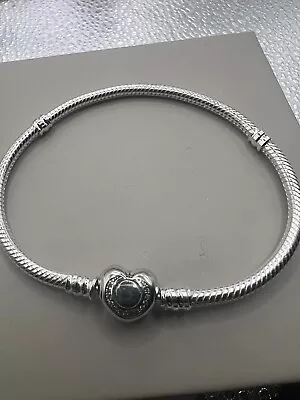 Genuine Pandora Moments Heart Clasp Snake Chain Bracelet 19cms 590719 • £9.95
