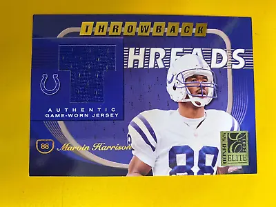 DA73640  2001 Donruss Elite Throwback Threads #TT12 Marvin Harrison JERSEY #/100 • $10