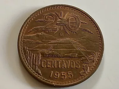 Uncirculated Red 1955 Mexico 20 Centavos KM#439 • $1