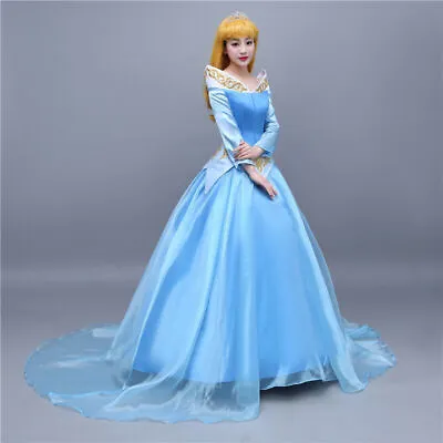 Sleeping Beauty Aurora Disney Cosplay Costume Evening Ball Long Blue Dress • $185