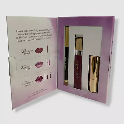 $60 Jane Iredale Berry Fierce Limited Edition Lip Makeup 3 Piece Gift Set Kit • $19.58