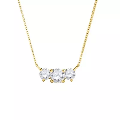 0.25 Carat Diamond 14K White / Yellow Gold 3 Stone Pendant With 18  Box Chain • $329.99