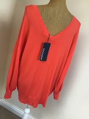 Sosandar BNWT Jumper Size M  Bright Summer Knit V-necks Off The Shoulder • £9.99
