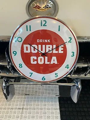 Vintage Style DOUBLE COLA Round CLOCK 12 INCH NEW With GLASS FACE • $29.99