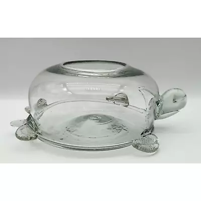 Hand Blown Glass Turtle Bowl Terrarium Planter Clear Large Round • $39.99