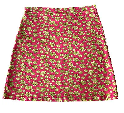 Lilly Pulitzer Pink Green Floral Ladybug Mini Skirt Vintage 90s Size Medium • $16