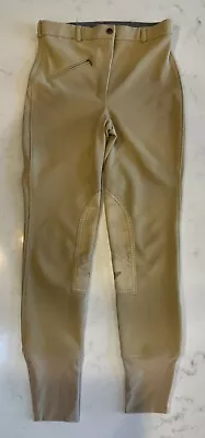 Tuffrider Equestrian Pants Riding Breeches Knee Patch Leggings Tan Womens Sz 28 • $14.99