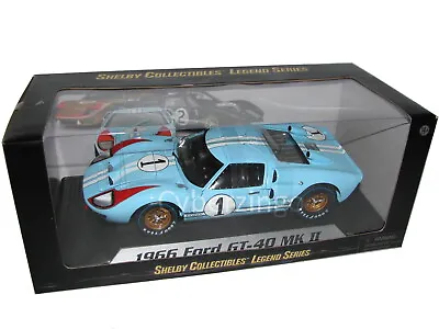 1966 Ford GT40 MK II Shelby Collectibles 1:18 Scale Blue Diecast Model Car NEW • $66.99