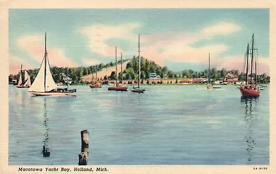 Macatawa Yacht Bay Holland Michigan Mich MI Postcard • $7.95